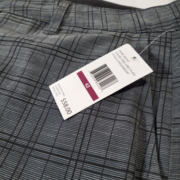 NEW Men's BIG & TALL Hybrid Performance Shorts by ATLANTIS, gray plaid, Summer - Picture 6 of 8